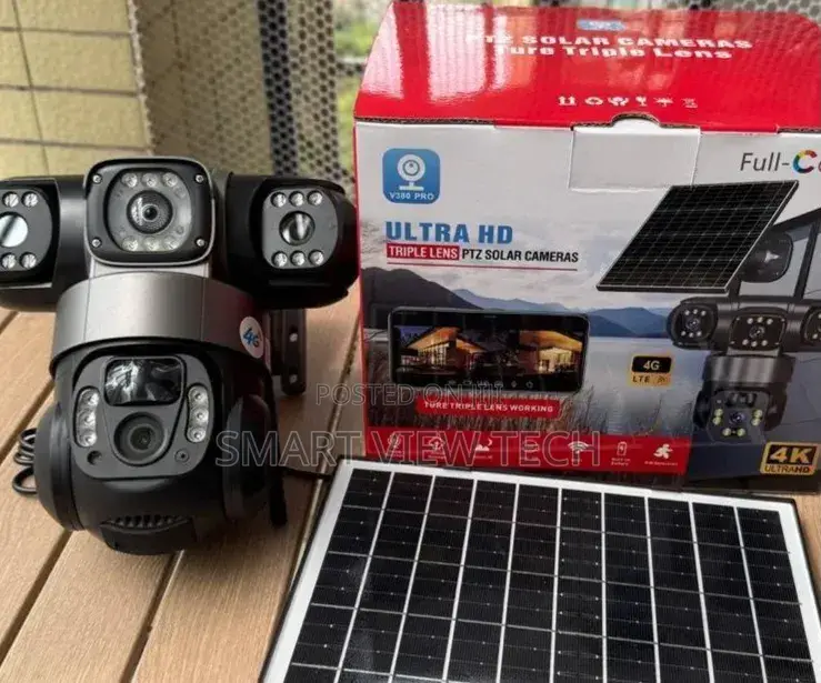 3 Lens 4g Solar CCTV Camera – Wireless Outdoor PTZ Security Camera