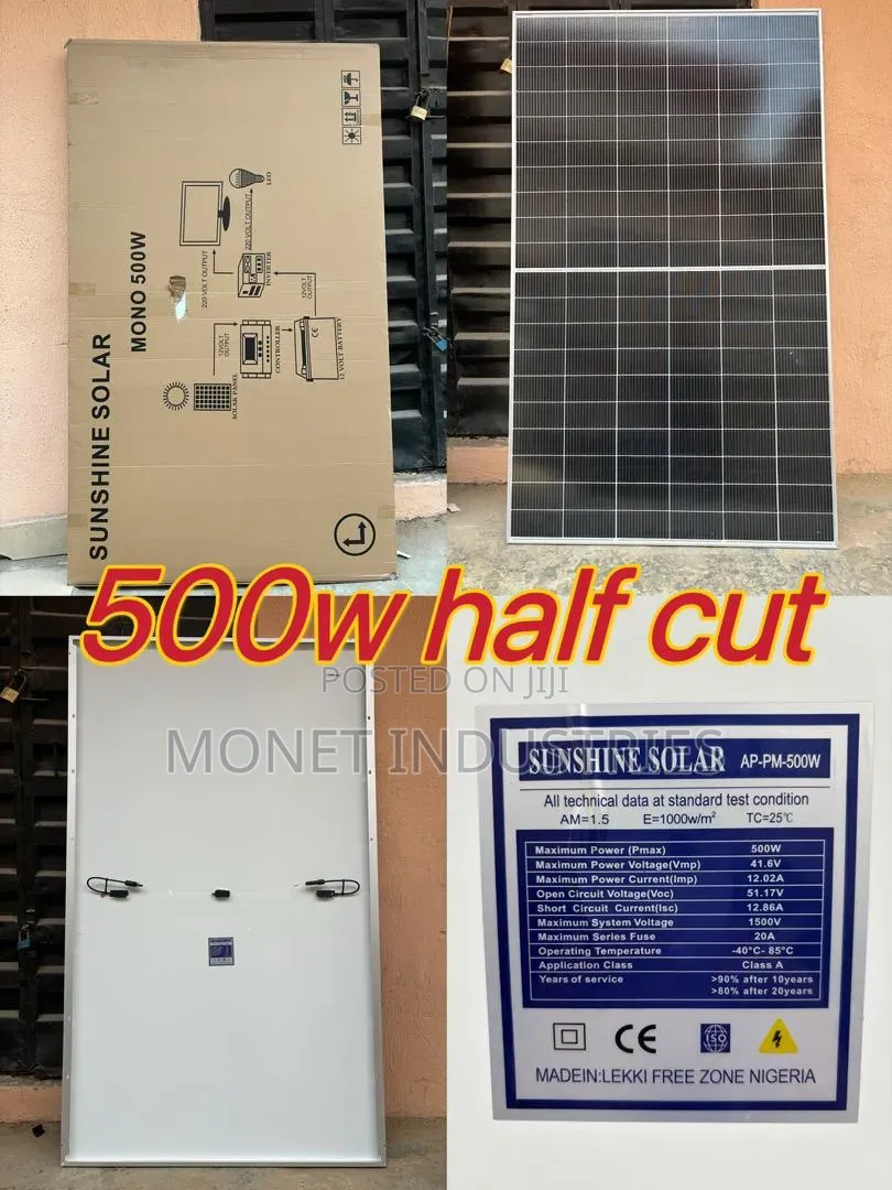 500w Sunshine Half Cut Mono Solar Panels