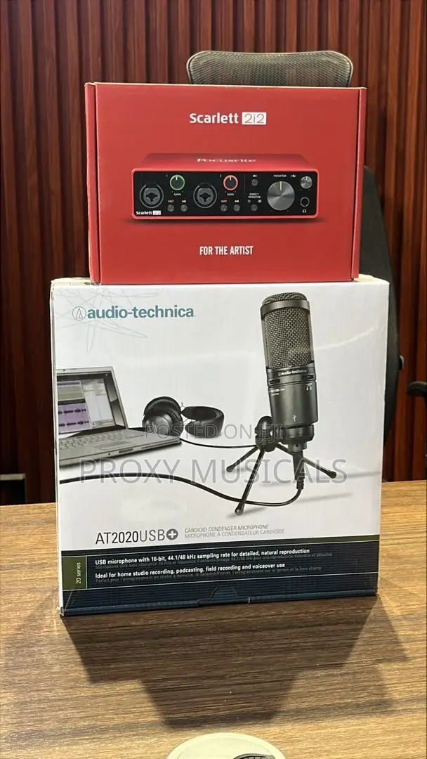 Scarlett 2i2 Soundcard Audio-Technica At2020usb+ Condenser Mic