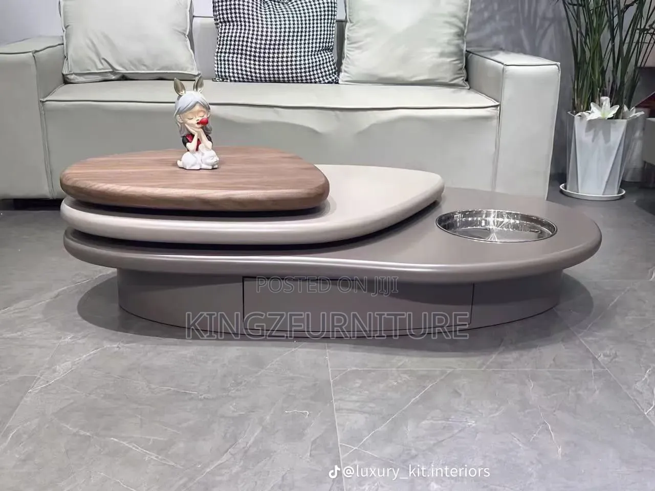 Leaf-Shaped Rotating Coffee Table