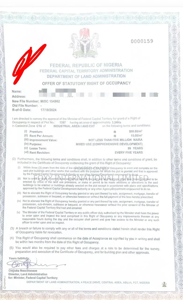 3.2 Hectares Land At Idu Cadastral Zone