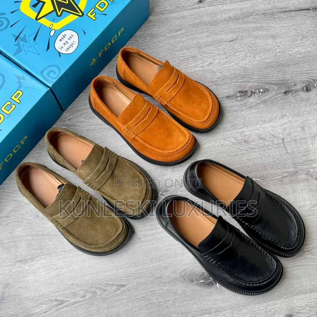 Original FDCP Split Curved Toe Suede / Leather Loafers Shoes