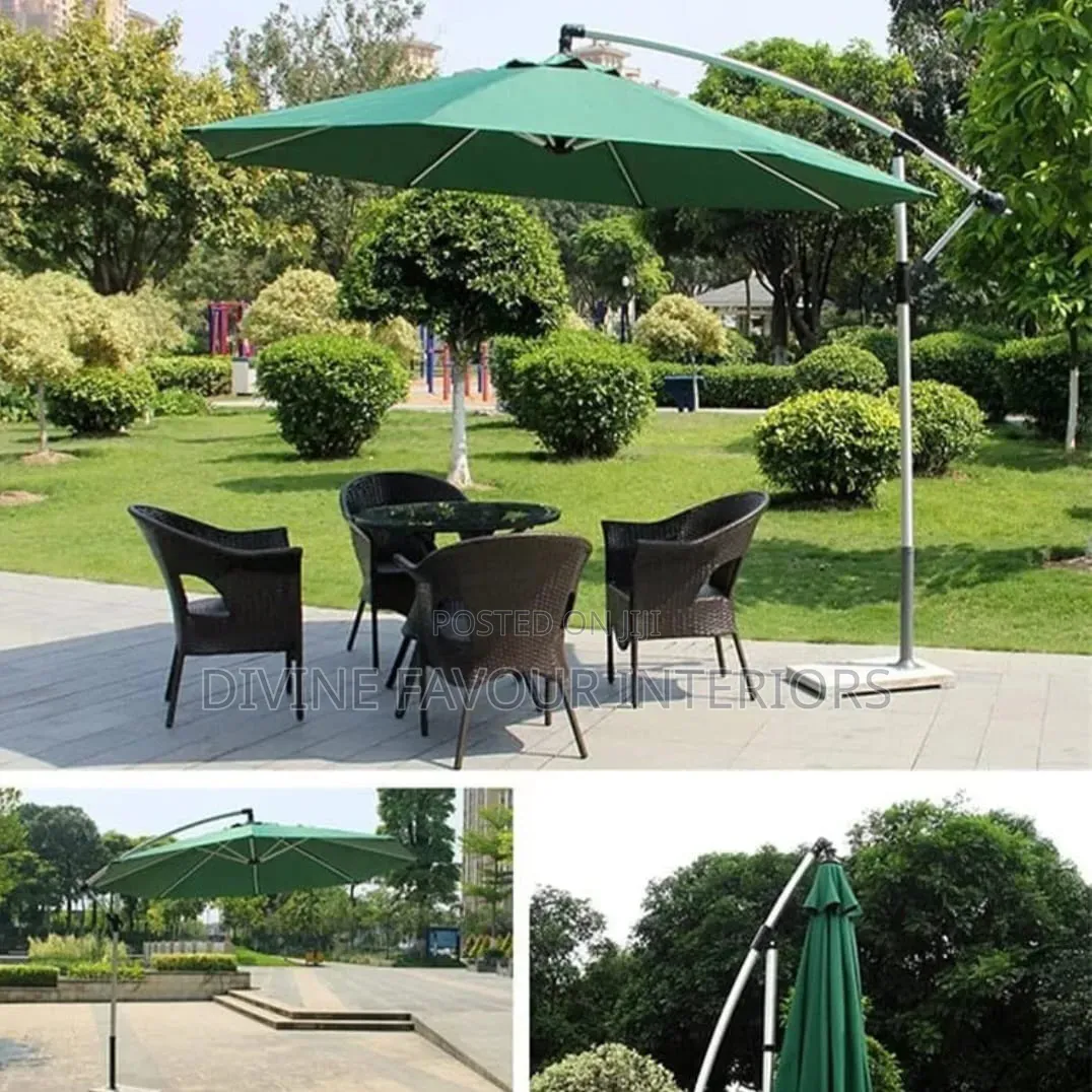 Outdoor Garden Patio Umbrella With Marble Base - Green