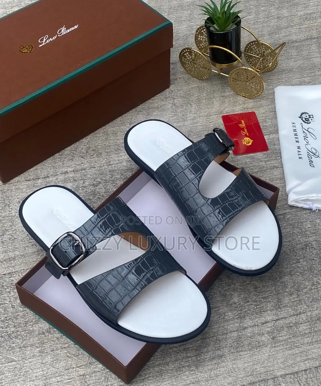Loro Piana Quality Men Genuine Leather Pams