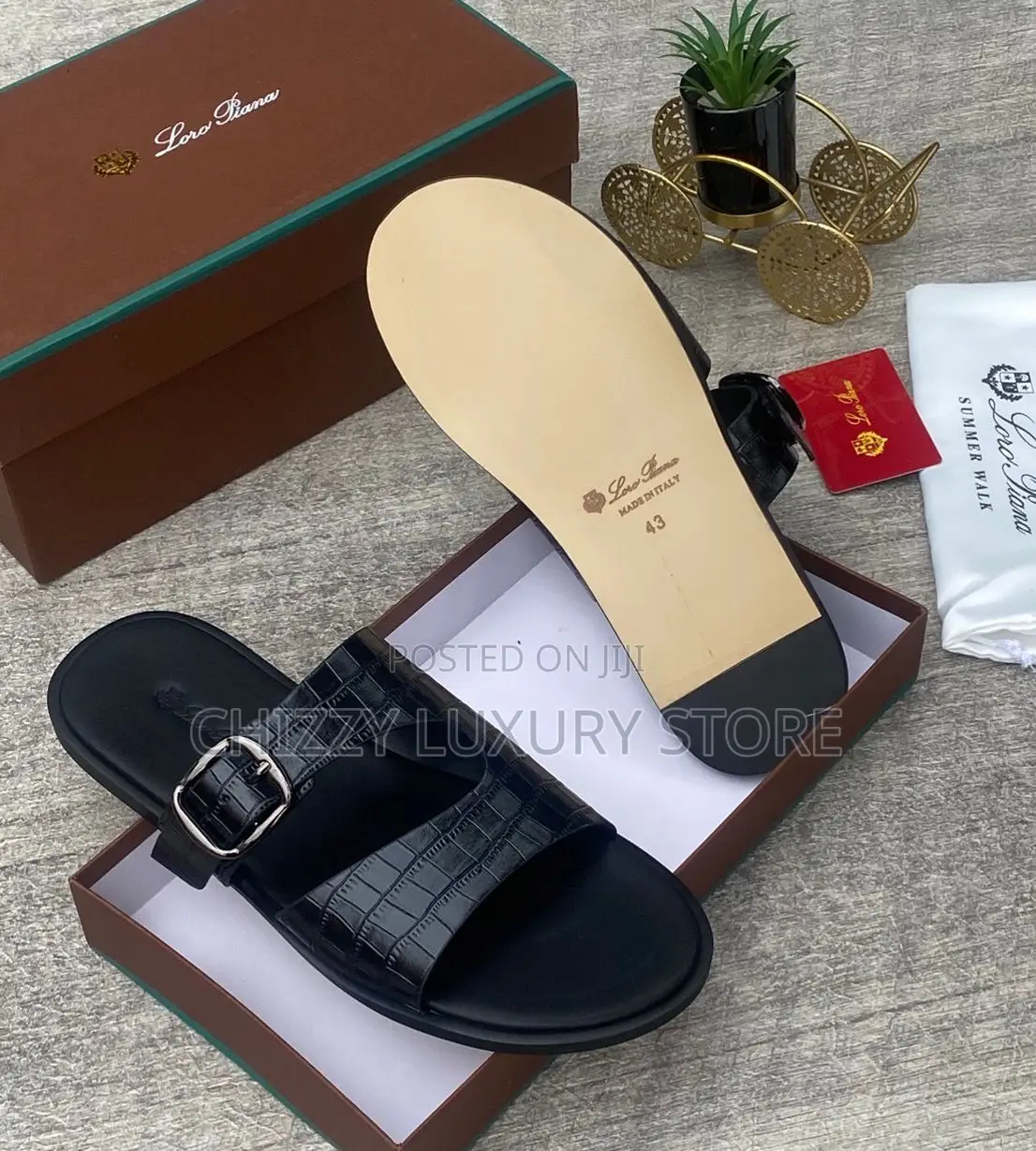 Loro Piana Quality Men Genuine Leather Pams