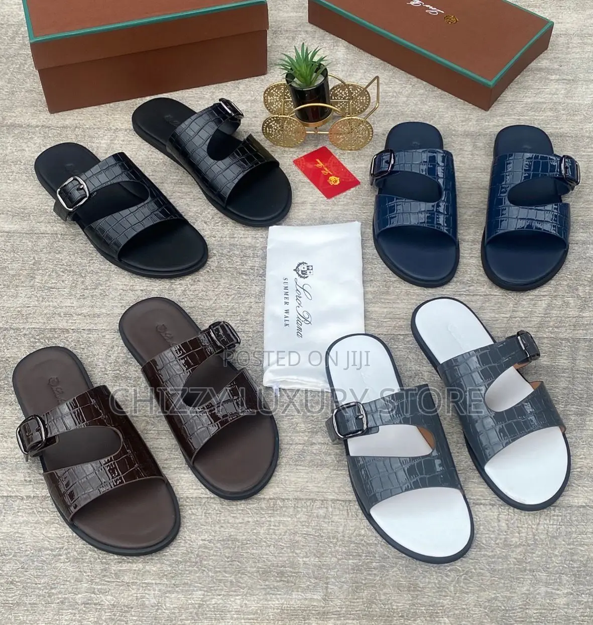 Loro Piana Quality Men Genuine Leather Pams