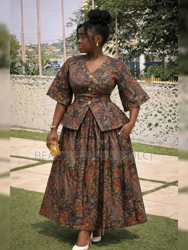 Peplum And Maxi Skirt Set