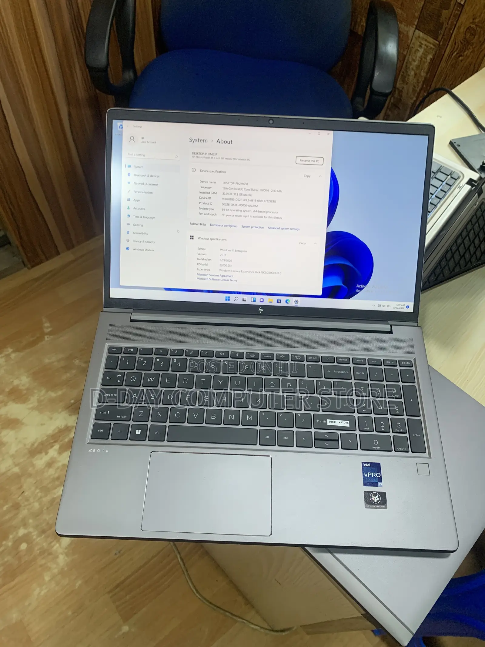 Laptop HP ZBook Power G9 i7 3GB Intel Core i7 SSD 512GB