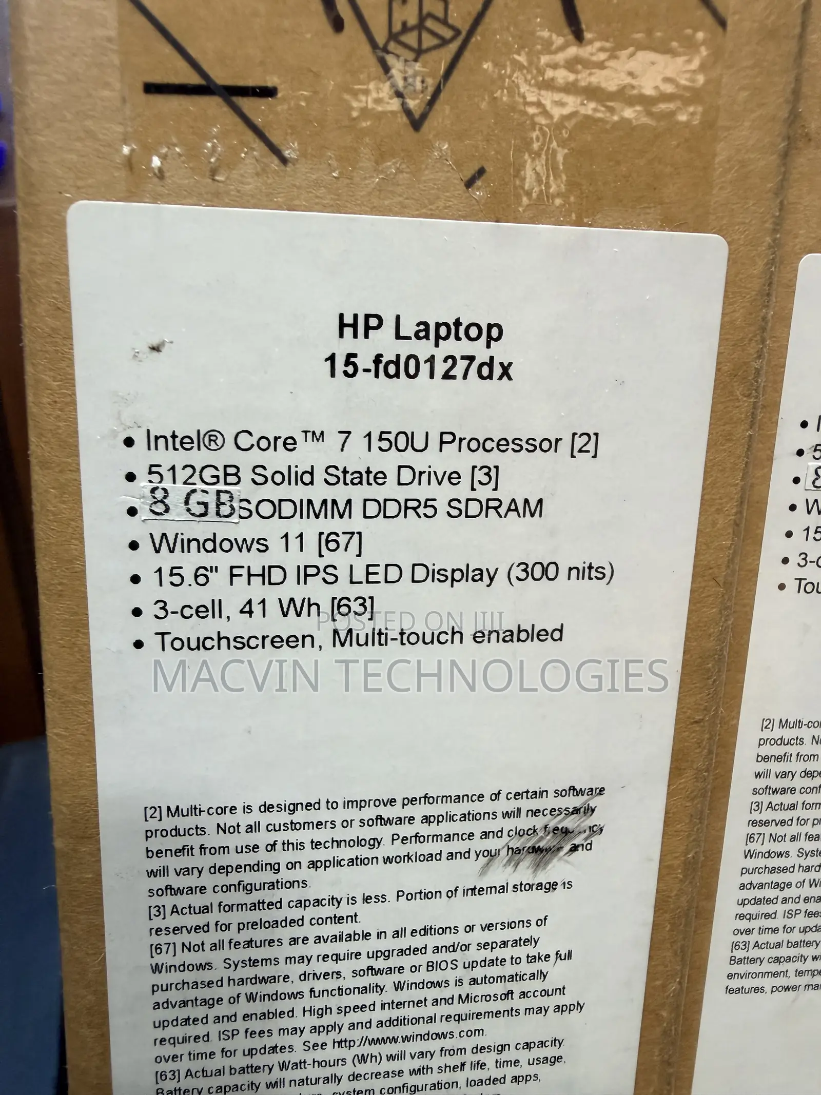 New Laptop HP 15 8GB Intel Core 7 SSD 512GB
