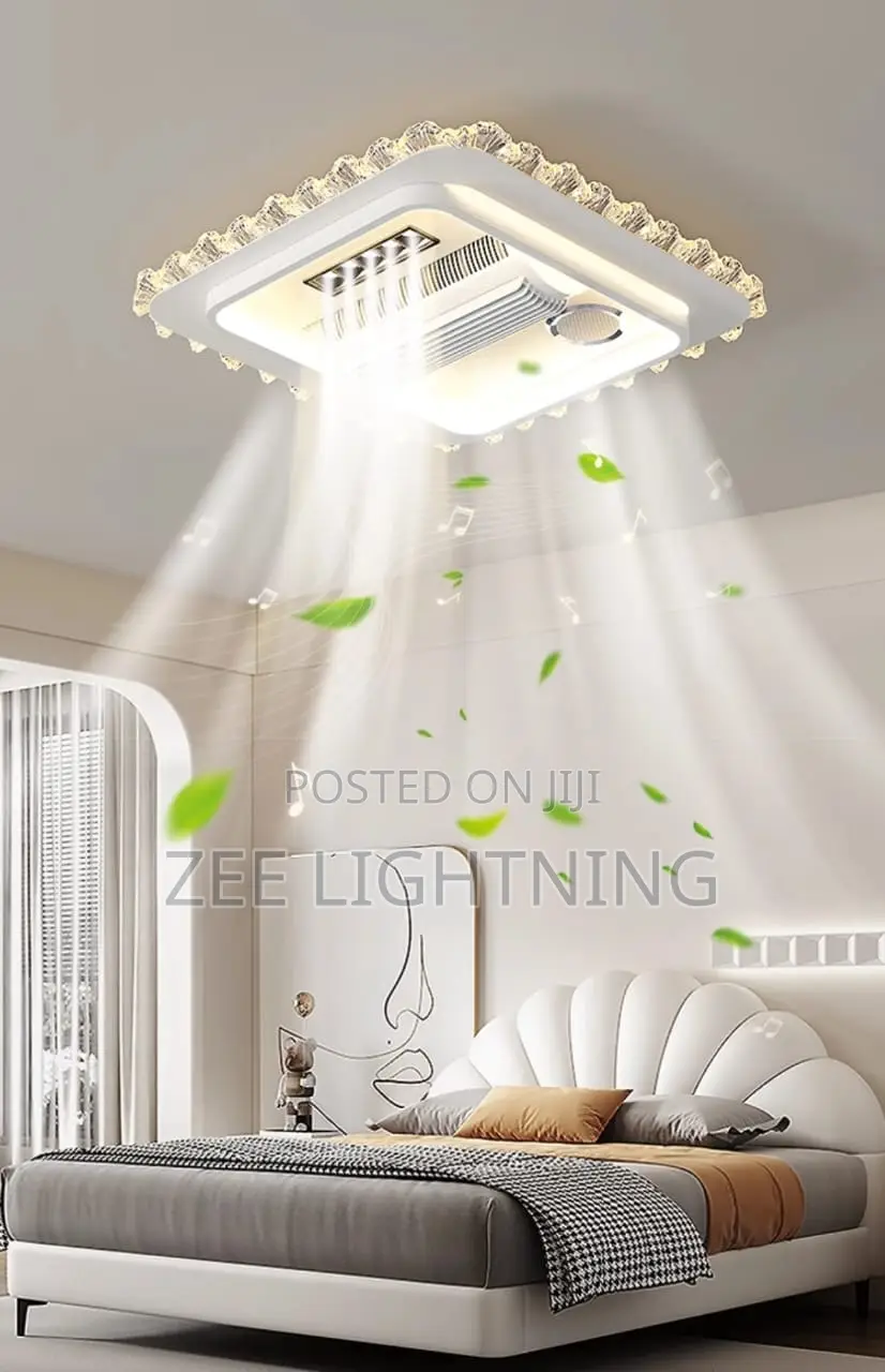 Modern Led Ceiling Fitting With English Control (Bluetooth and Fan)