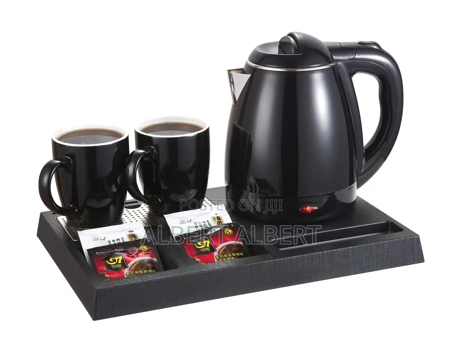 Hotel Tray With 2 Ceramic Cups and Kettle