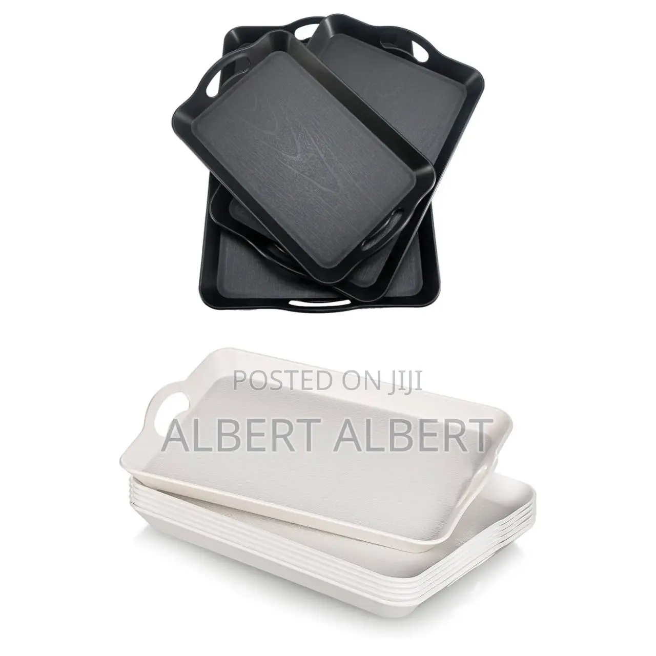 3 in 1 Plastic Serving Tray With Handle Black or White