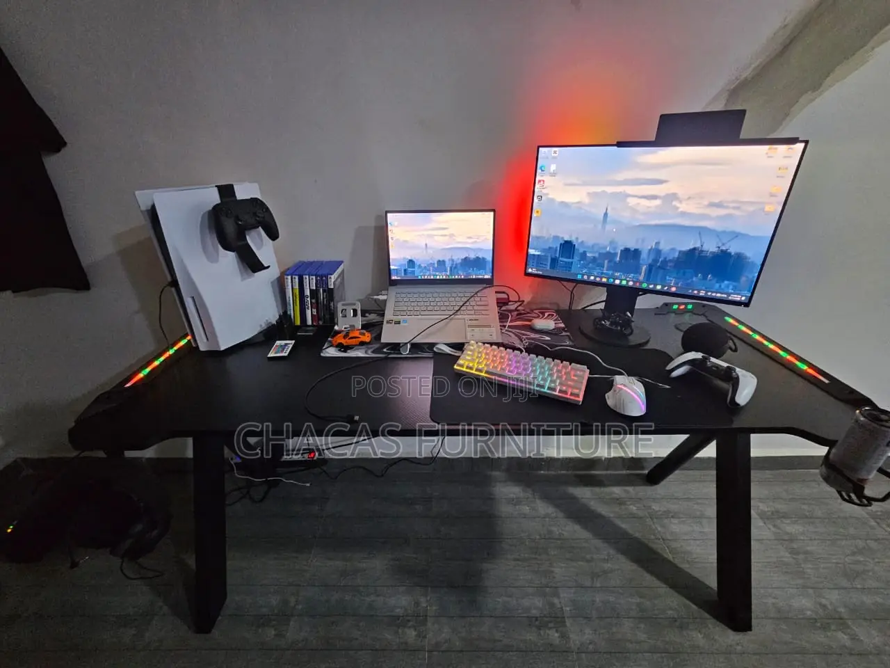 Professional Carbon Fiber Gaming Desk With RGB Led Lights