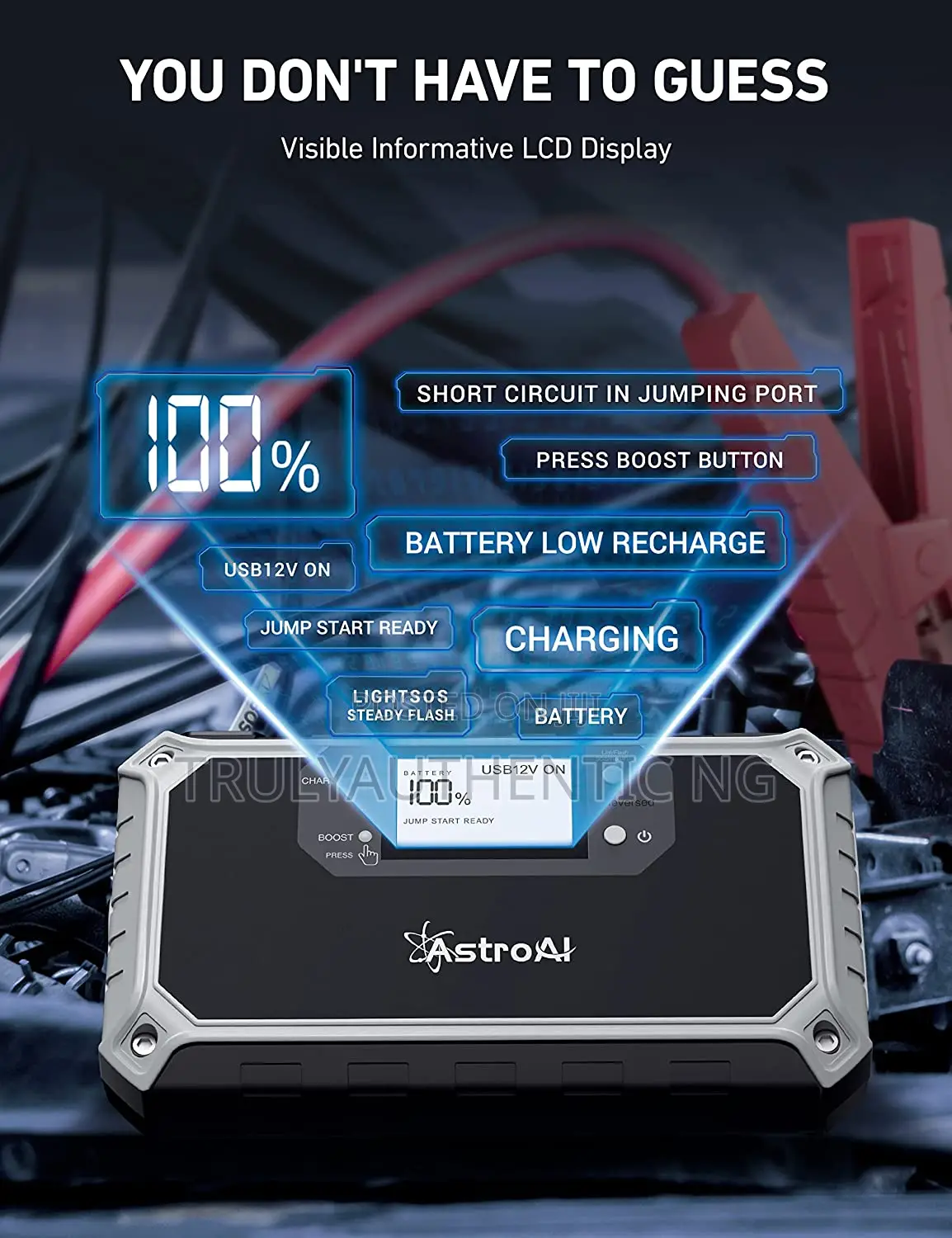 Premium Car Battery Jump Starter - Flash Light - Power Bank - S8 2000a
