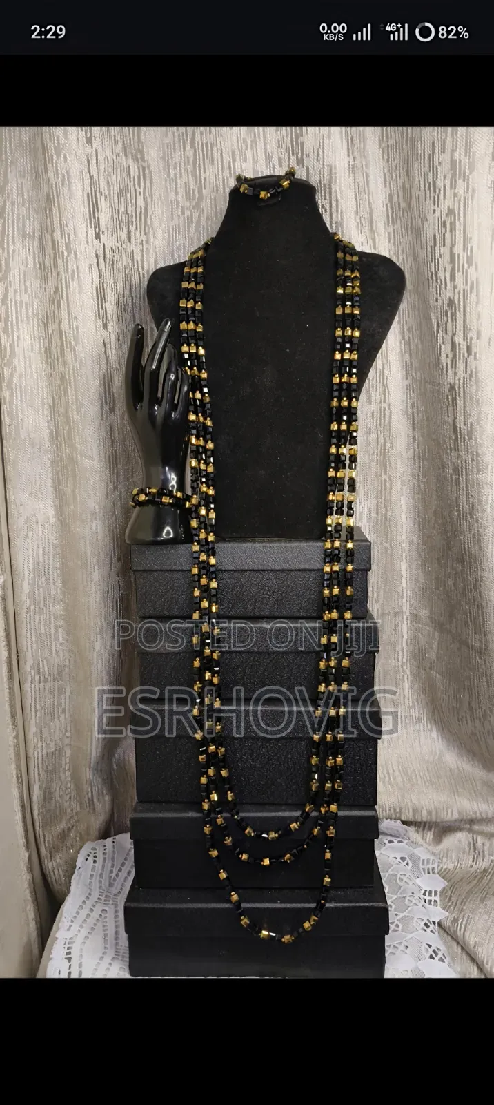 Black and Gold Cristal Necklace Bead