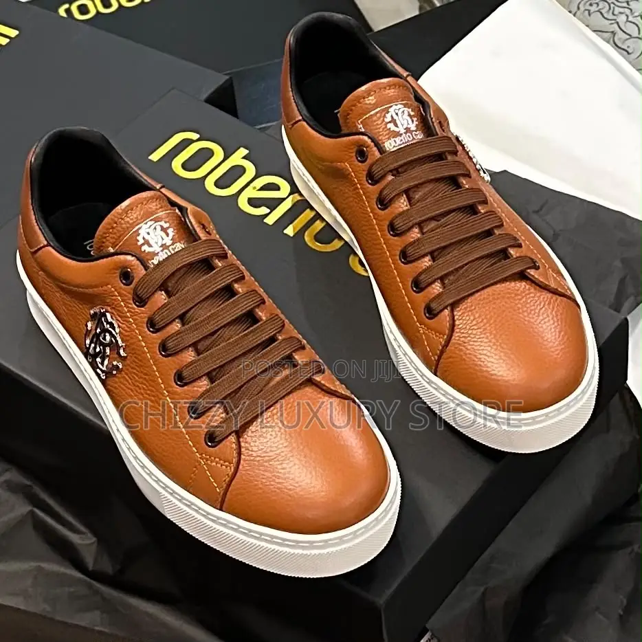 Roberto Cavalli Quality Luxury Men Genuine Leather Sneakers