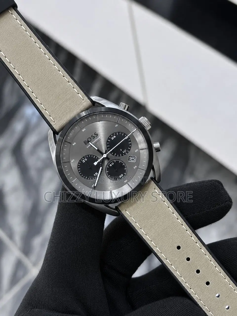 Hugo Boss Quality Luxury Men Genuine Leather Wristwatch