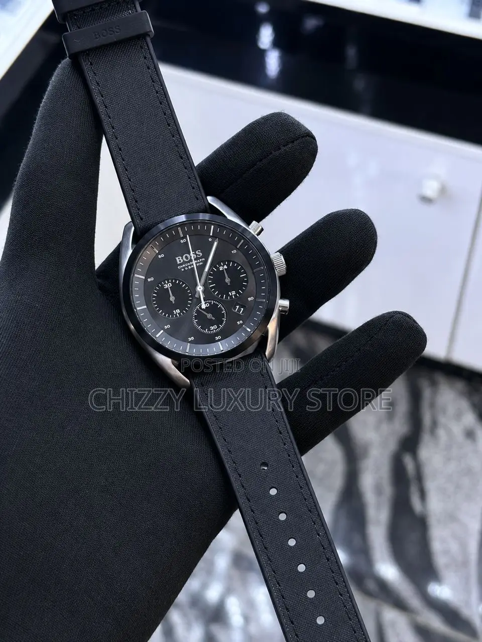 Hugo Boss Quality Luxury Men Genuine Leather Wristwatch