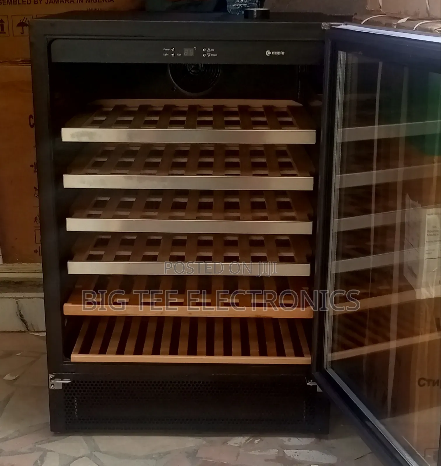 Caple 60cm Wooden Wine Chiller Display Silver Color