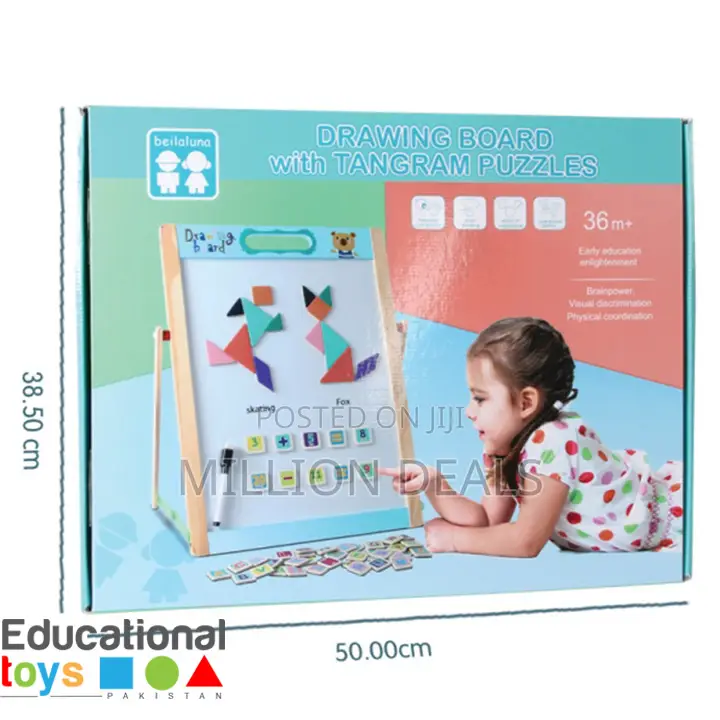 Drawing Board With Tangram Puzzle Kids Toy Ages 3+