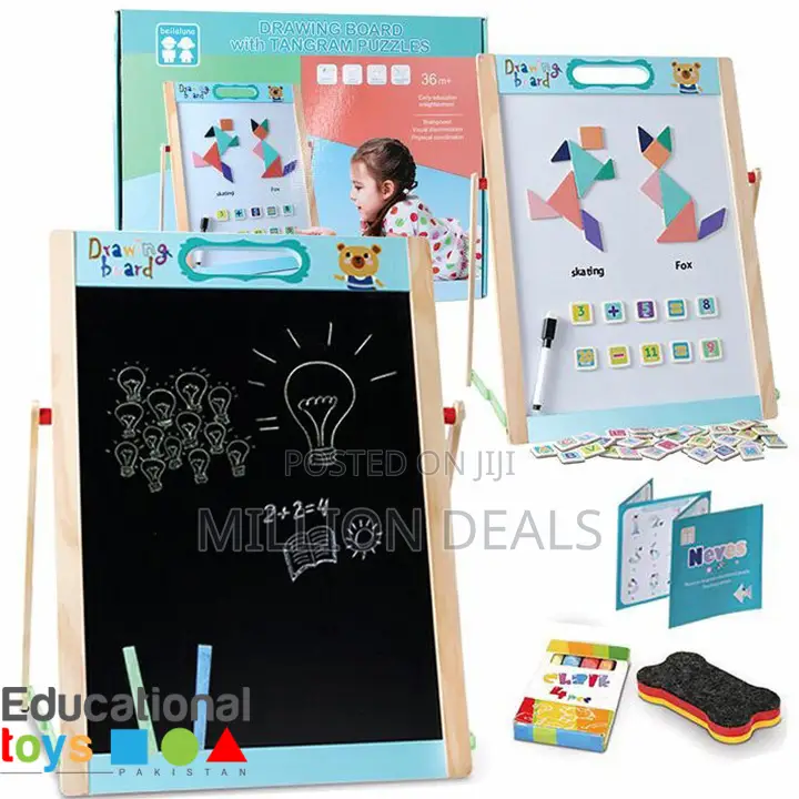 Drawing Board With Tangram Puzzle Kids Toy Ages 3+