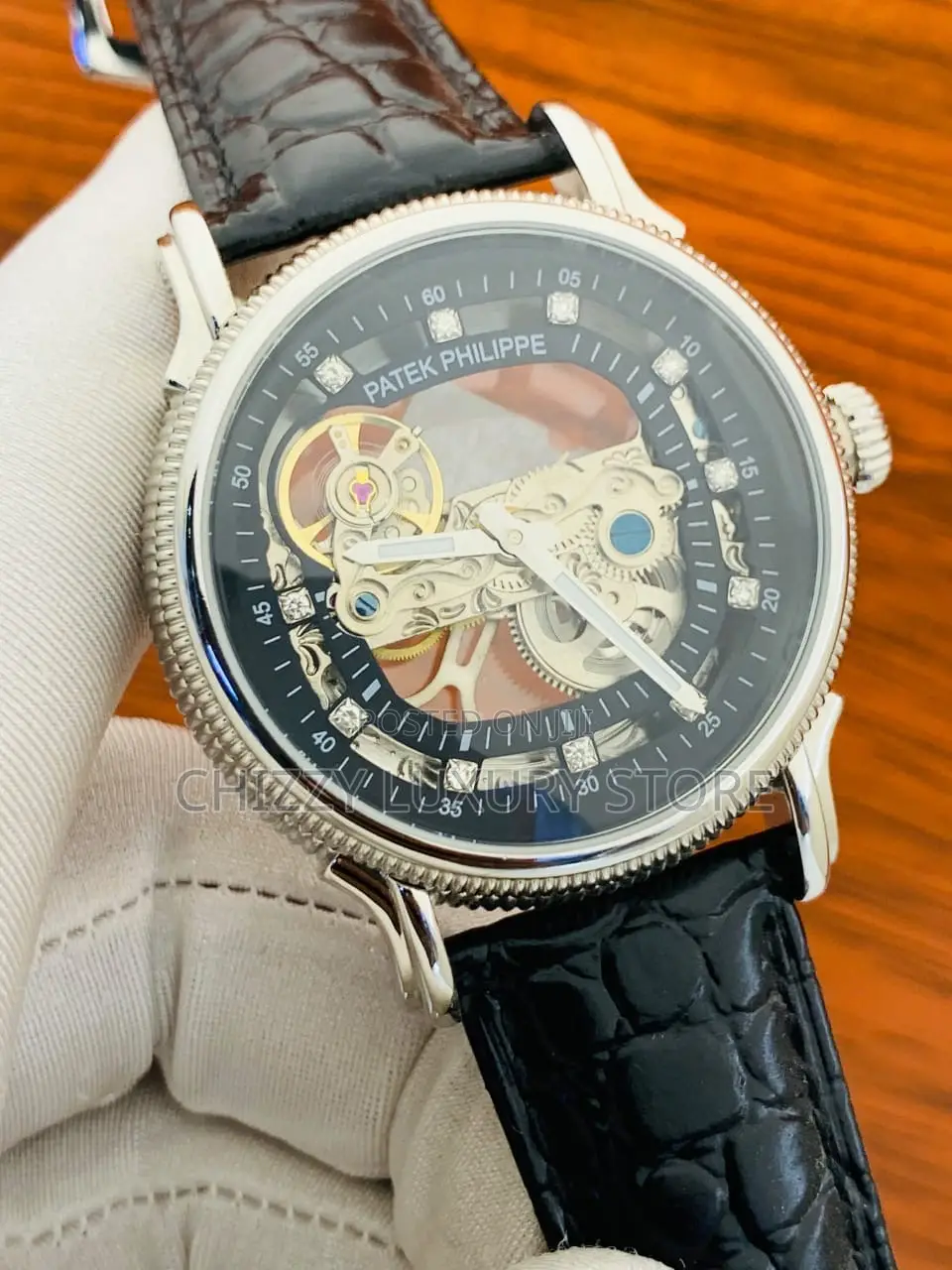 Patek Philippe Quality Luxury Men Genuine Leather Wristwatch