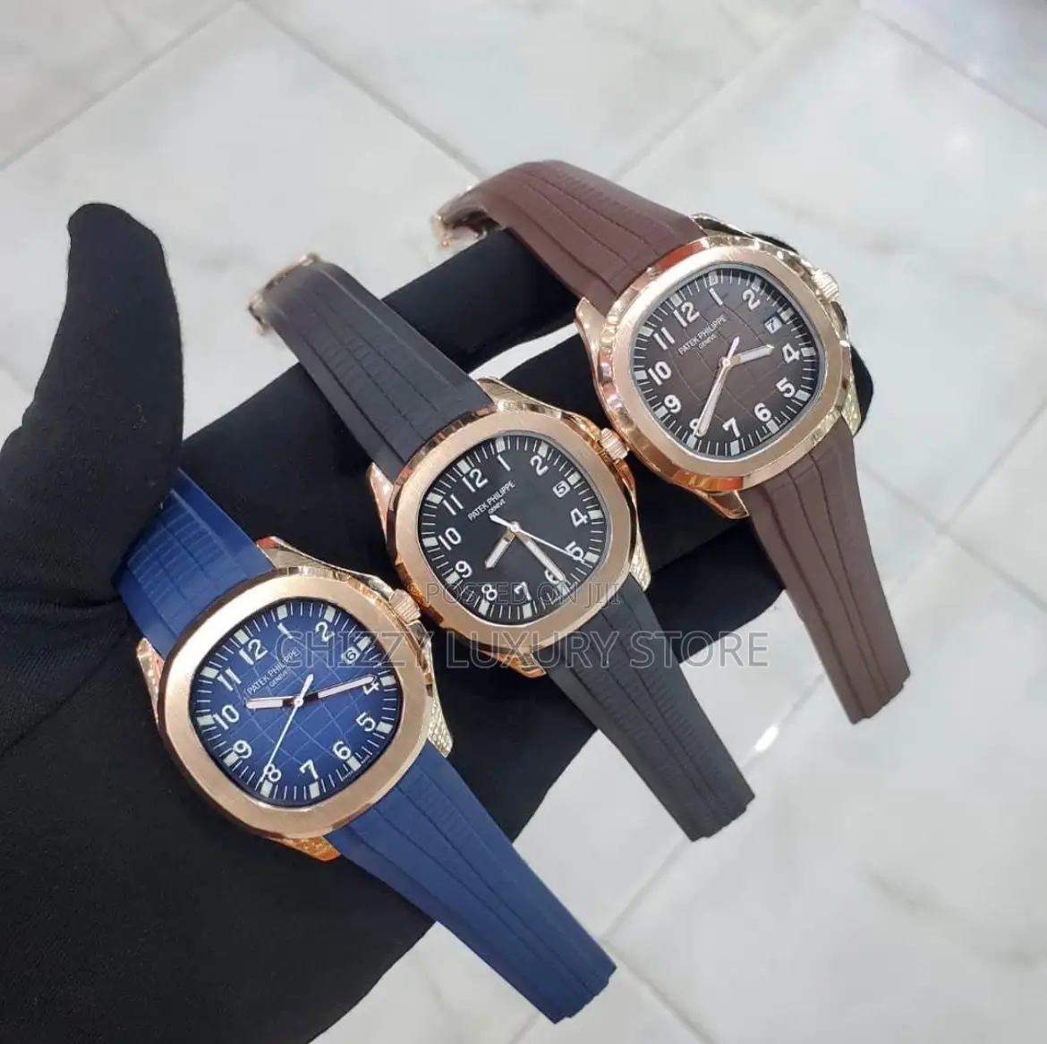 Patek Philippe Quality Luxury Men Rubber Strap Wristwatch