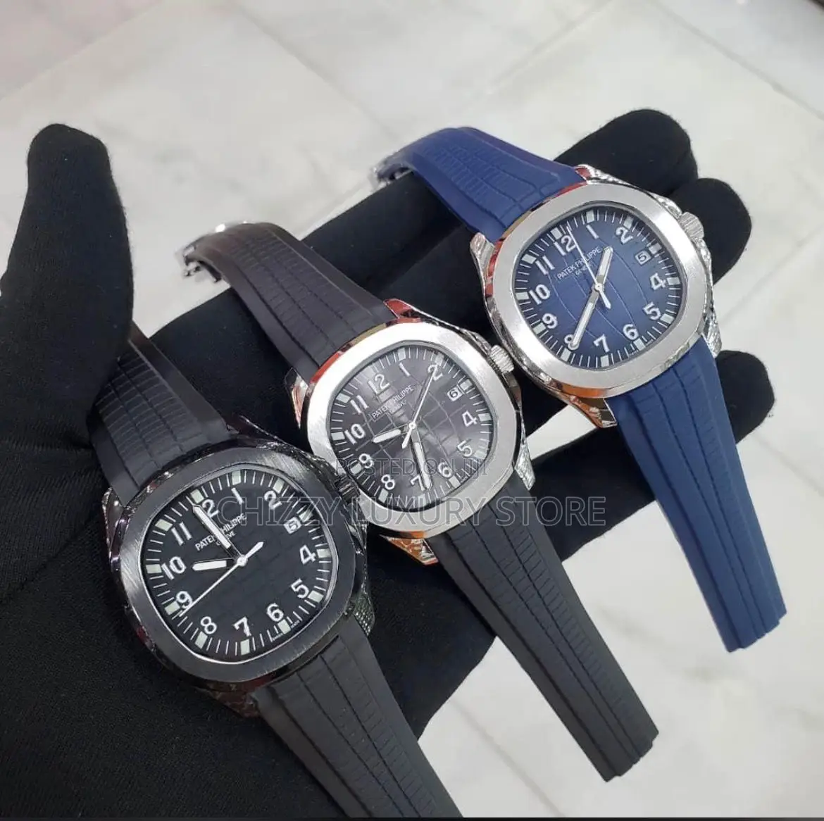 Patek Philippe Quality Luxury Men Rubber Strap Wristwatch