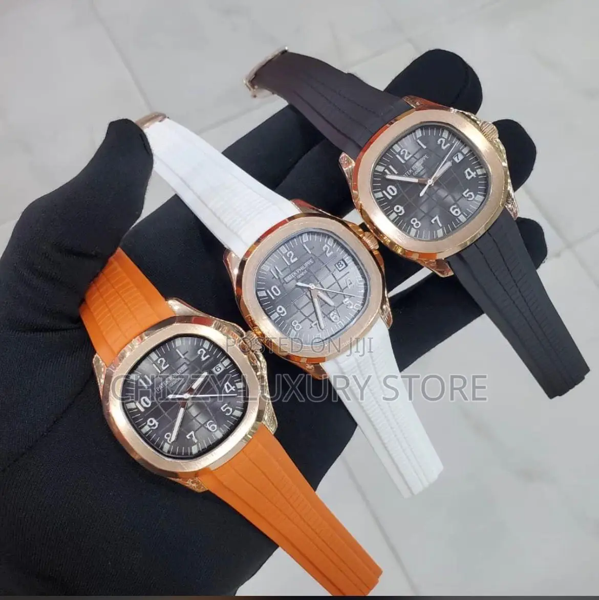 Patek Philippe Quality Luxury Men Rubber Strap Wristwatch