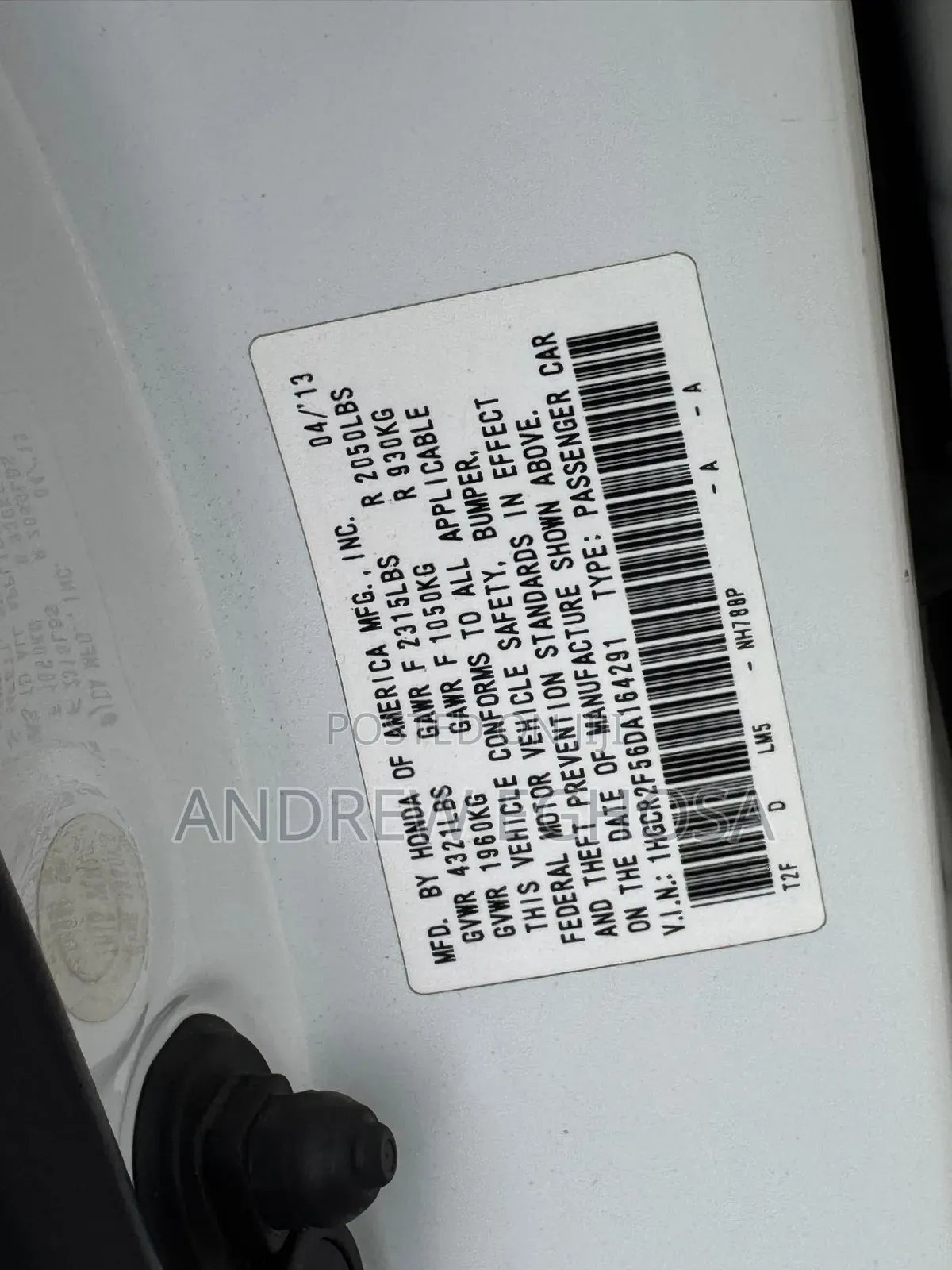 Honda Accord 2013 White
