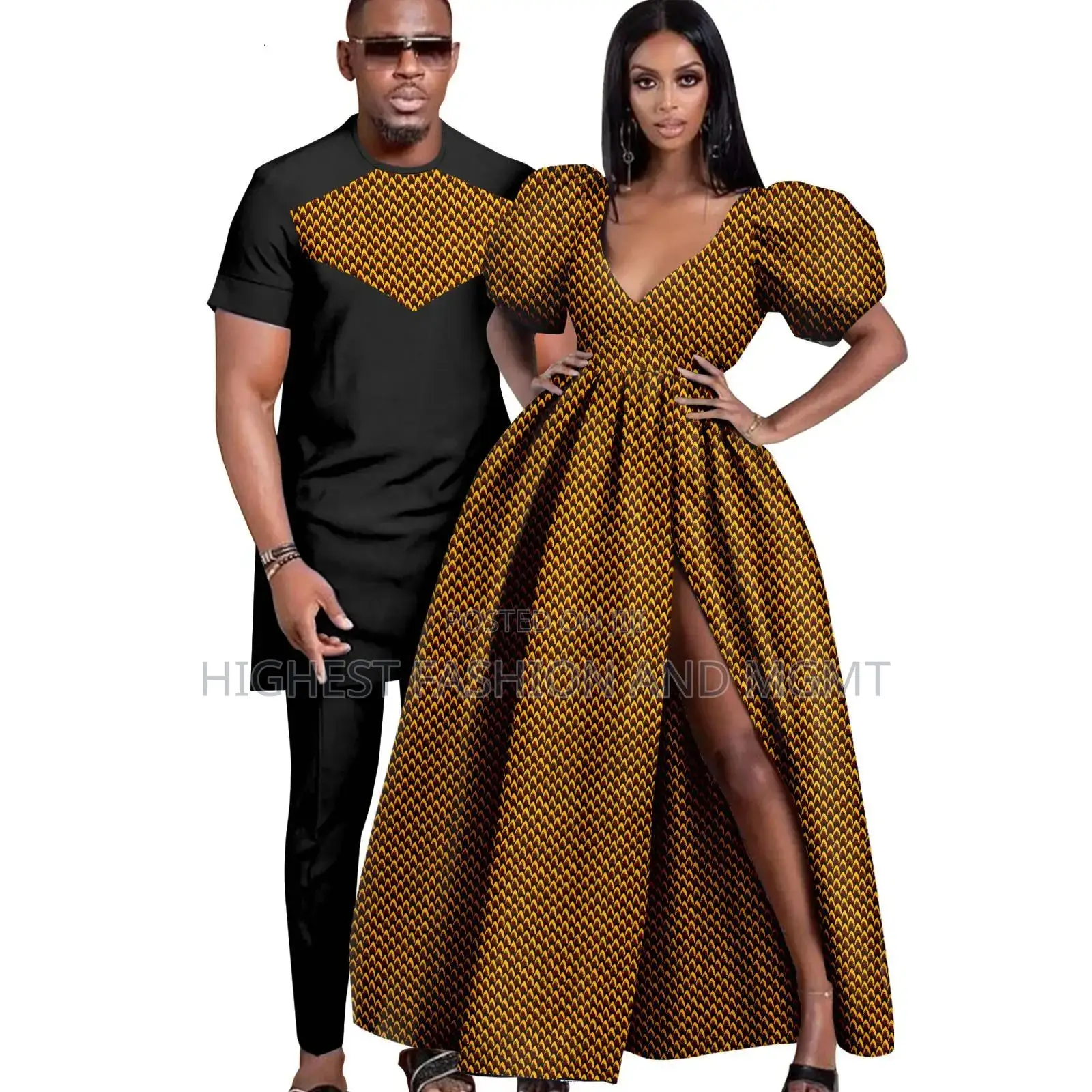 Different Print and Dashiki Outfit for Couples