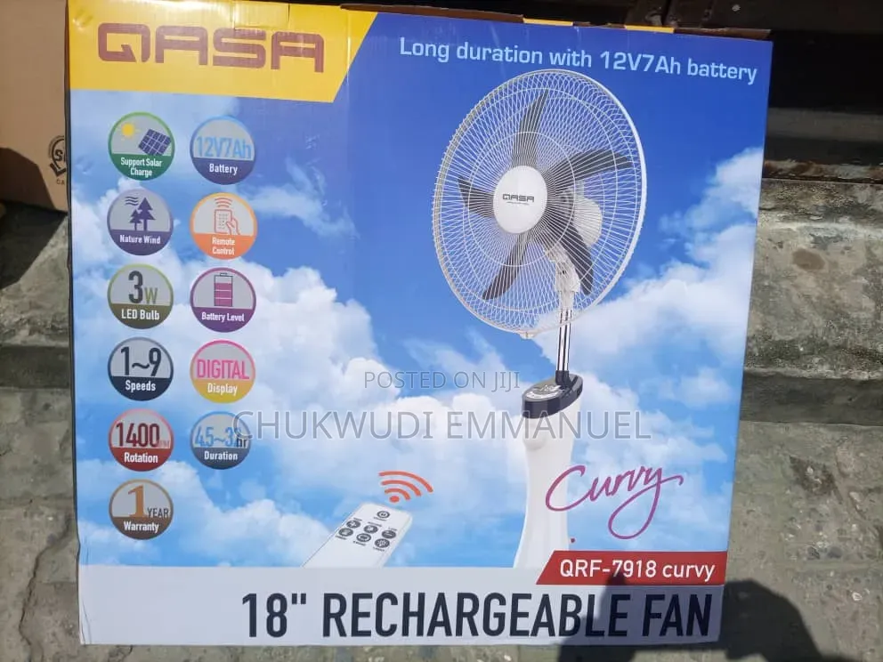 Quality Qasa Rechargeable Fan 18 Inches