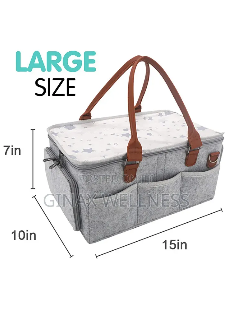 Large Baby Diaper Caddy Organizer | Portable Nursery Storage Basket