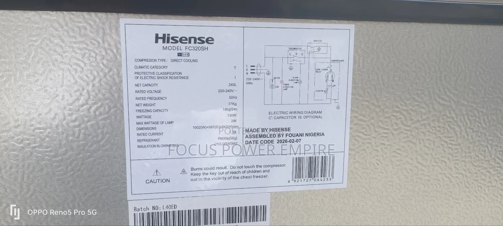 Original Hisense 300litrs Cheat Freezer Smart Cool