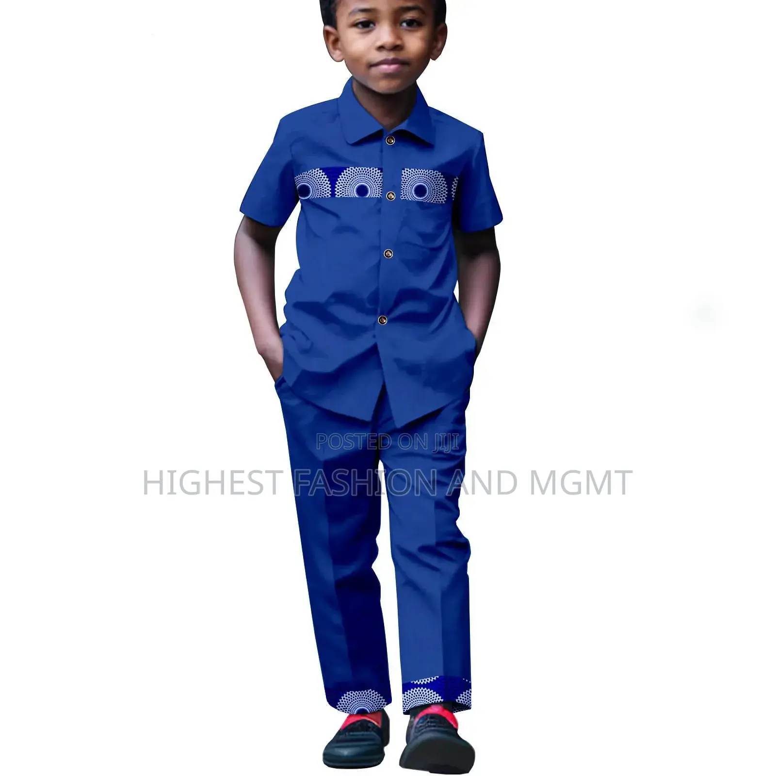 Turn-Down Collar Dashiki Shirt and Pant