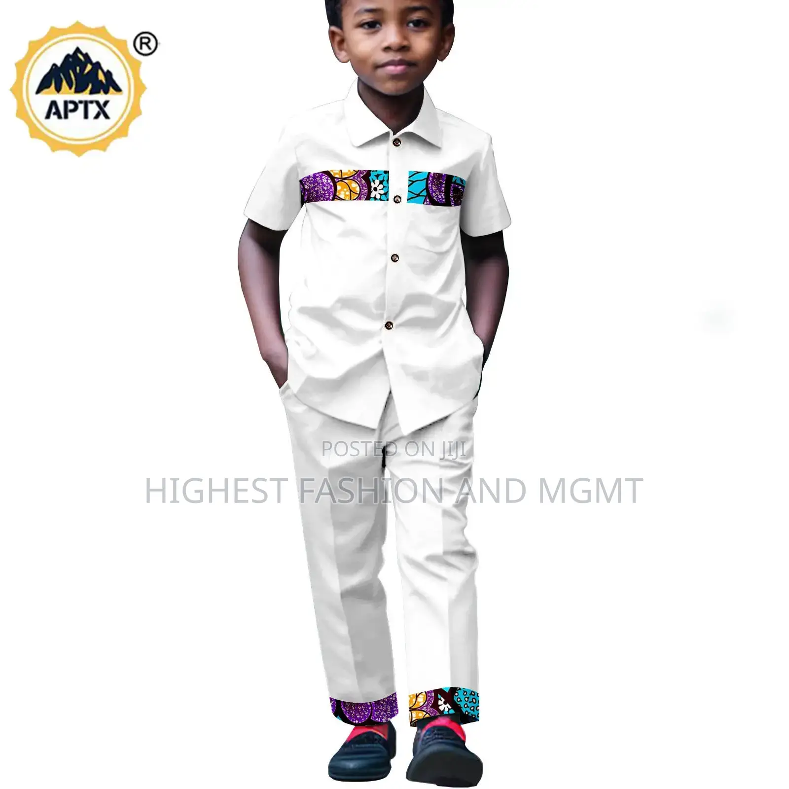Turn-Down Collar Dashiki Shirt and Pant