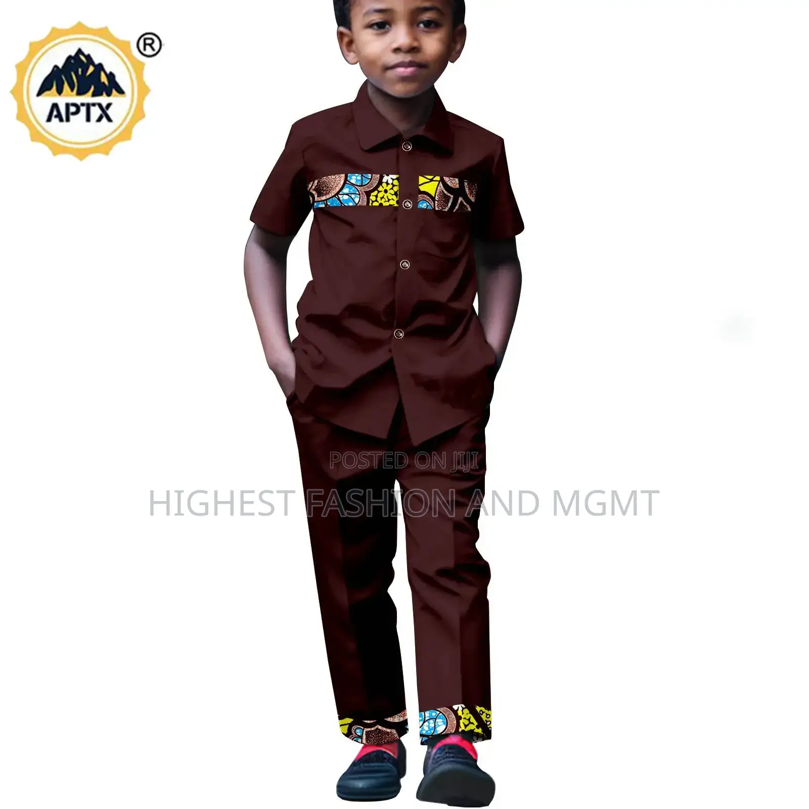 Turn-Down Collar Dashiki Shirt and Pant
