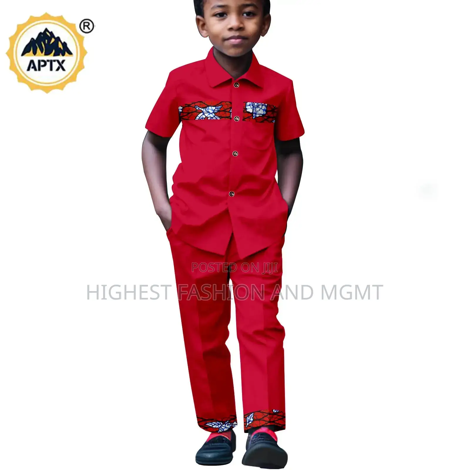 Turn-Down Collar Dashiki Shirt and Pant