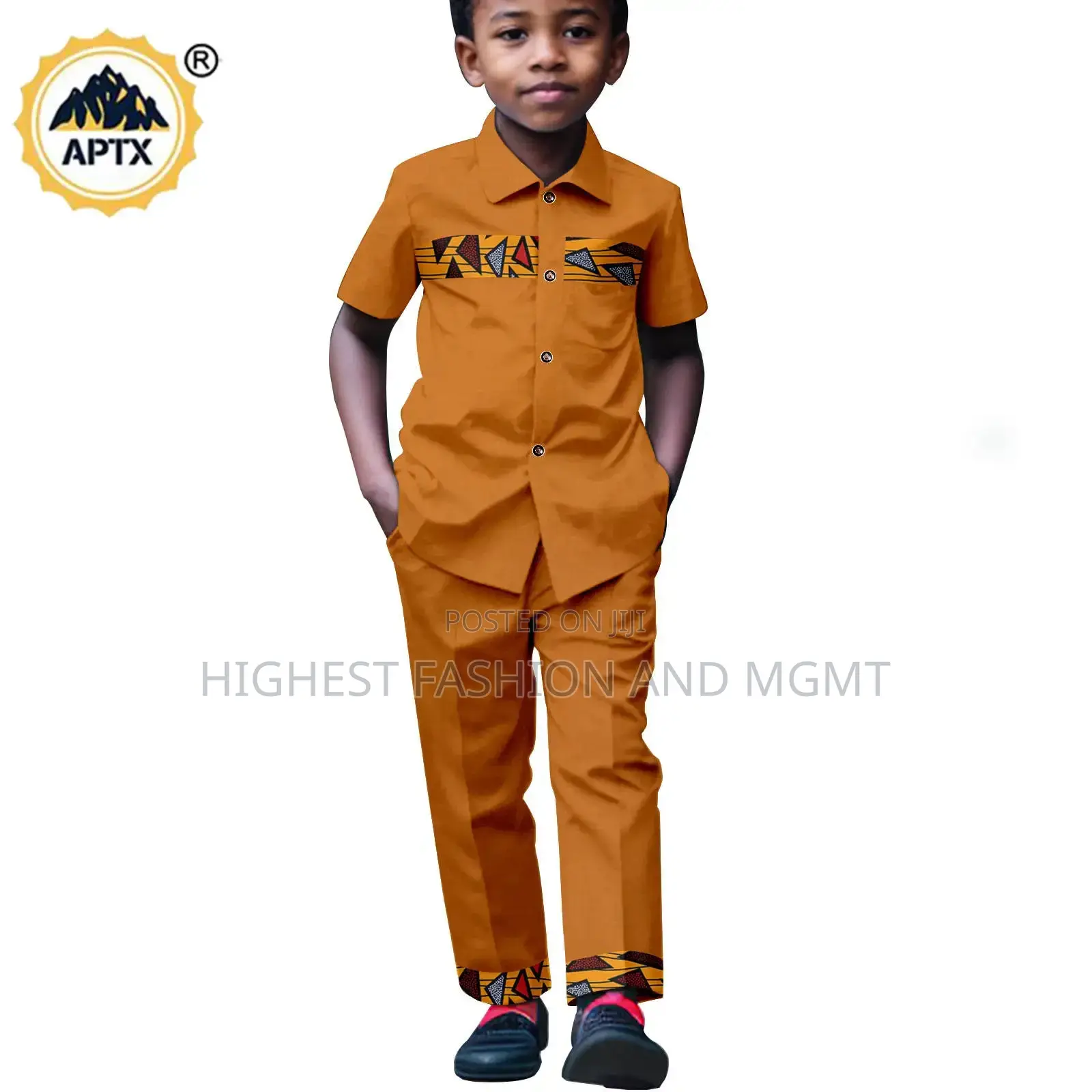 Turn-Down Collar Dashiki Shirt and Pant