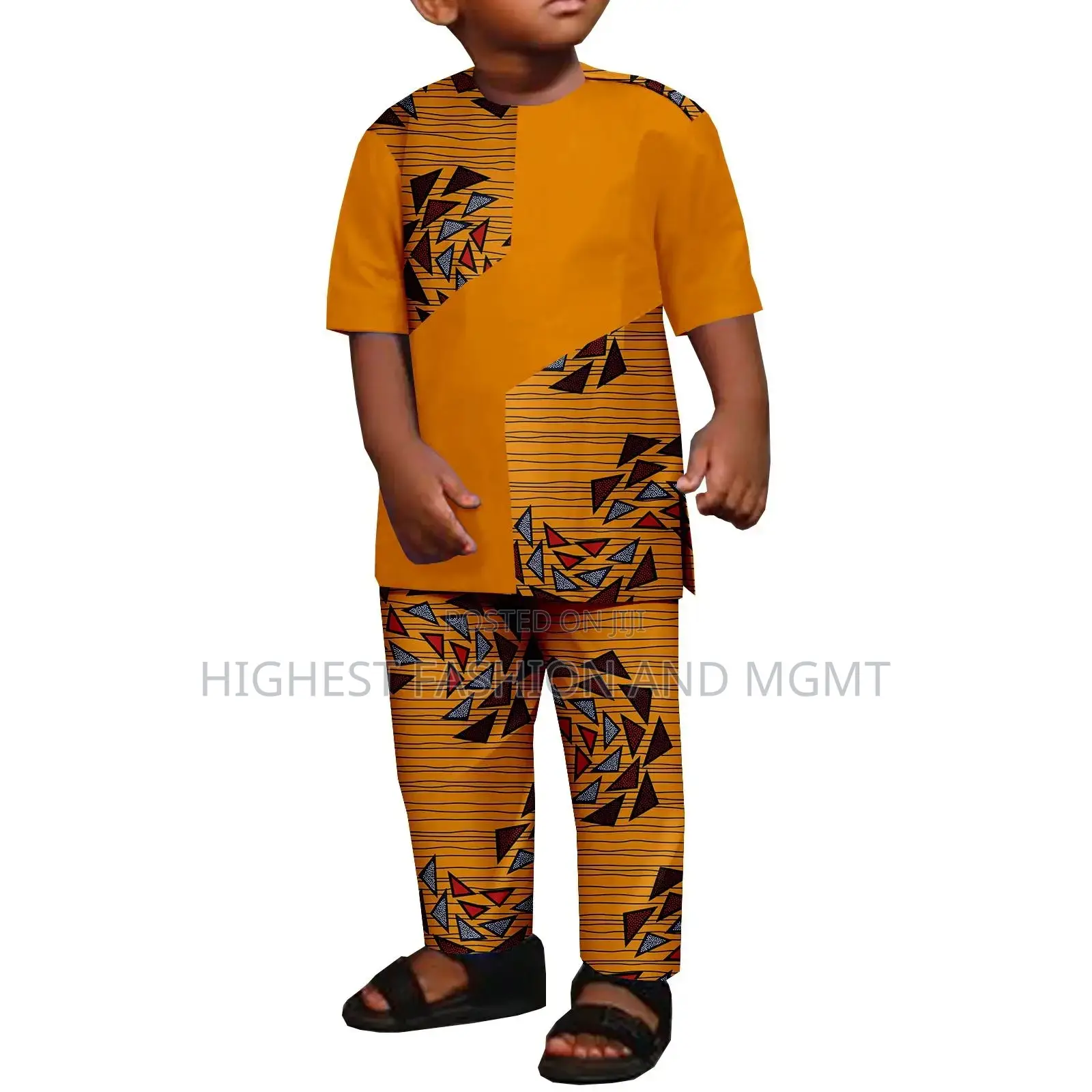 Short Sleeve Print and Dashiki Outfit