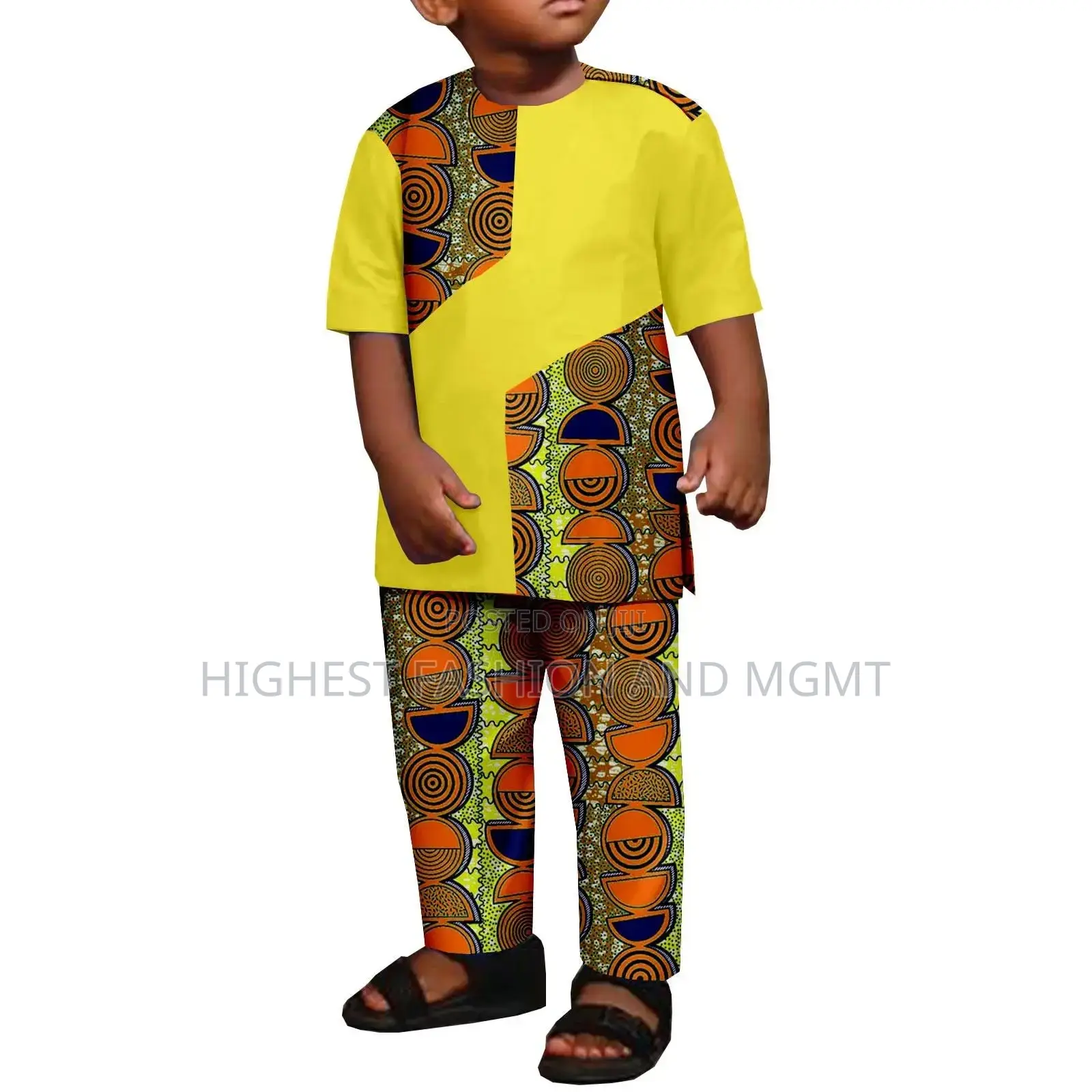 Short Sleeve Print and Dashiki Outfit
