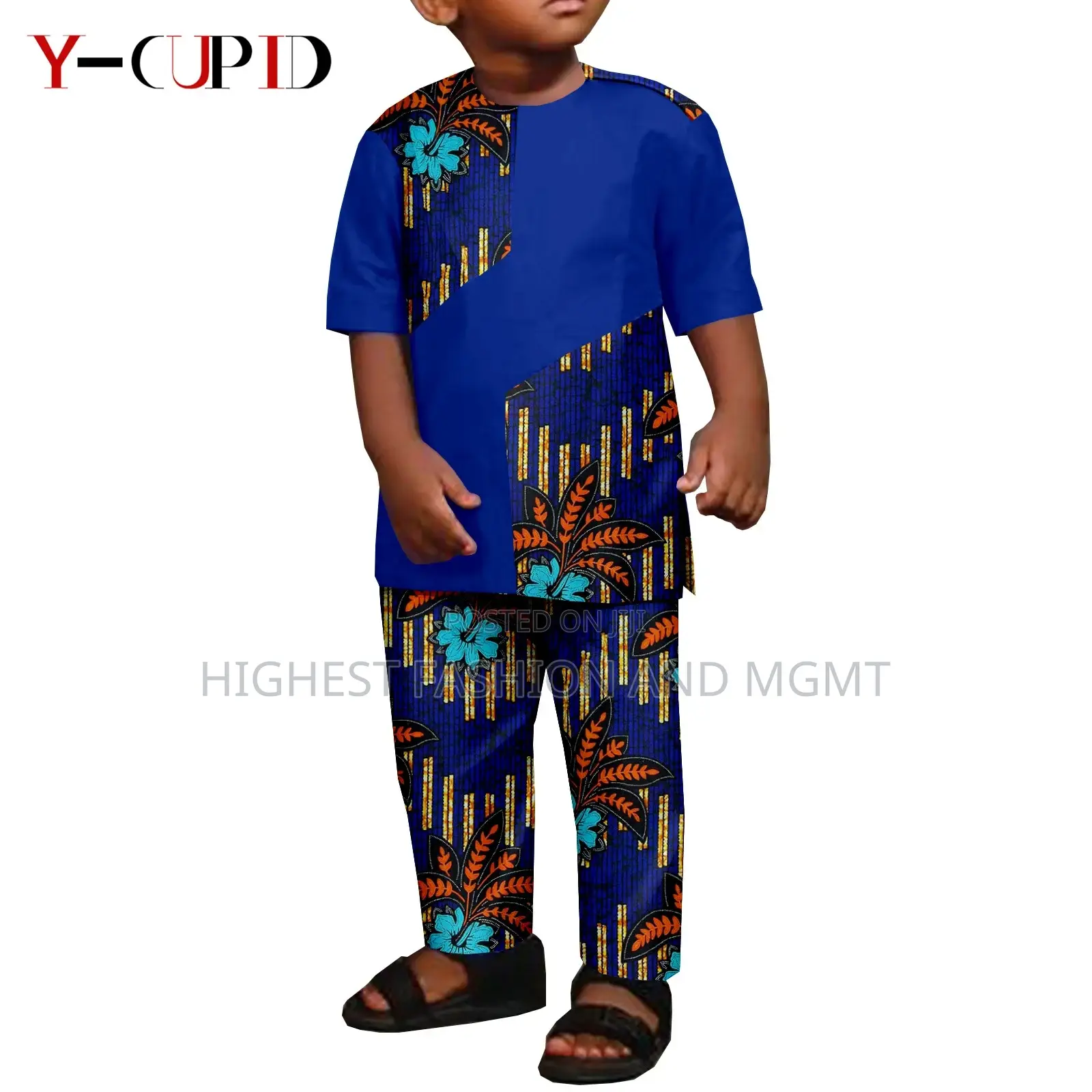 Short Sleeve Print and Dashiki Outfit