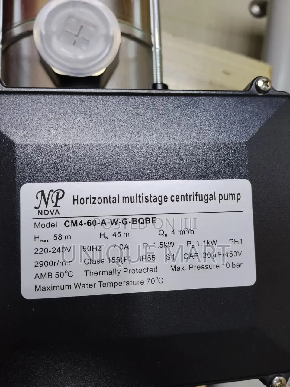 1.5hp Multistage Centrifugal High Pressure Water Pump.Temperature 70°C