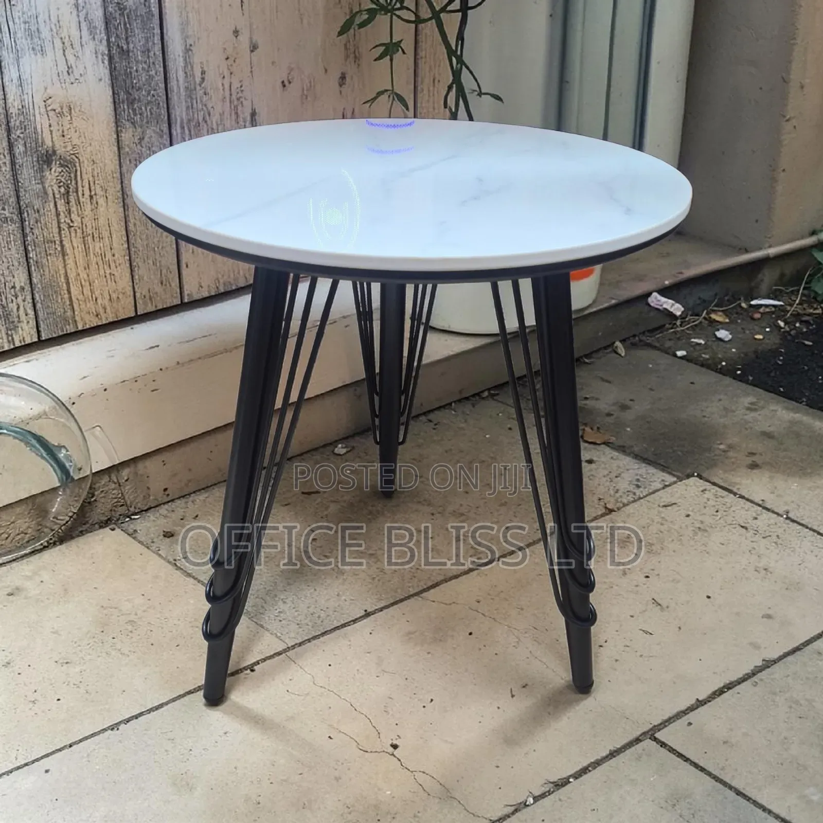 Modern Marble Top Side Stool( 50cm X 50cm) White Top With Design.