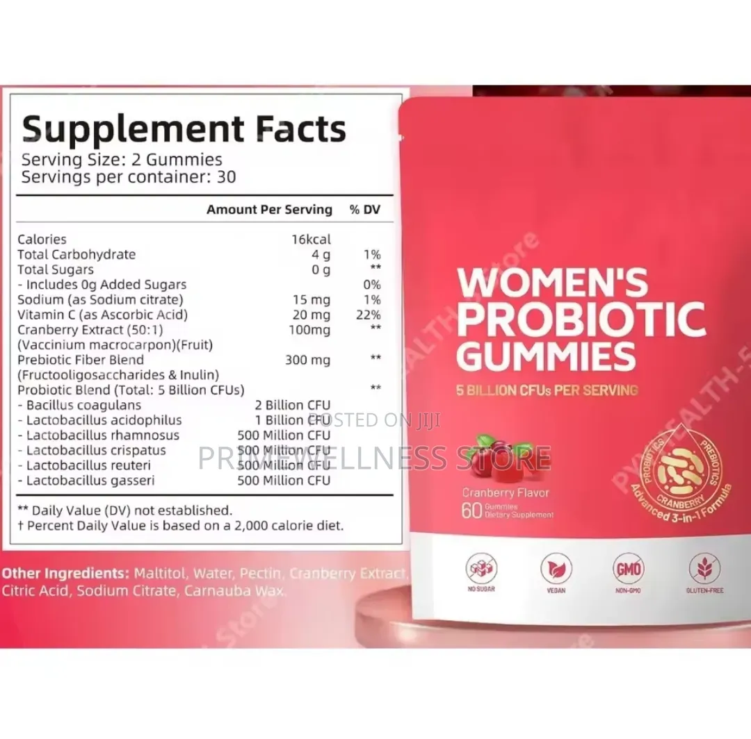 Women Probiotic Gummies With Cranberry Prebiotic Fiber