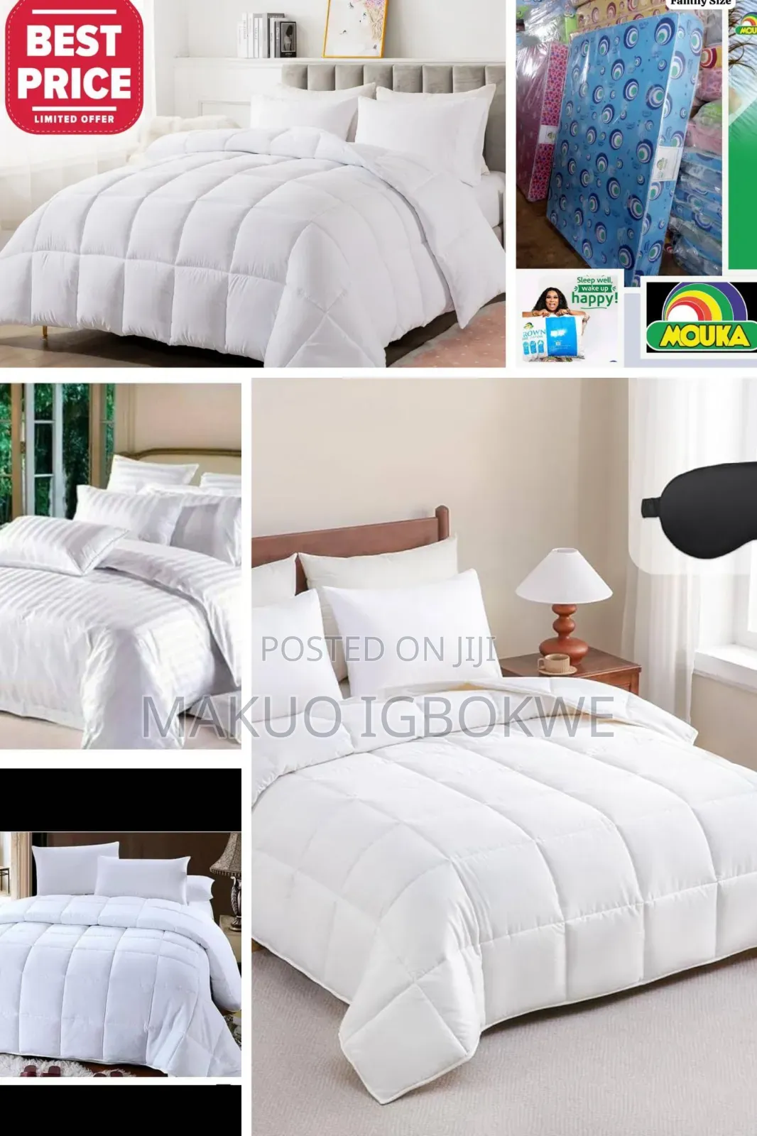 Plain Hotel Standard Duvet 6 by 6 Set With Bedspread :4 Pillow Cases