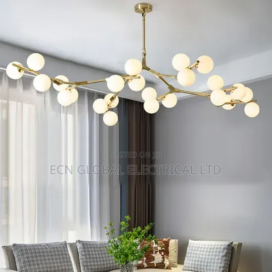 Nordic 24-Head Branching Bubble Glass Chandelier - Gold