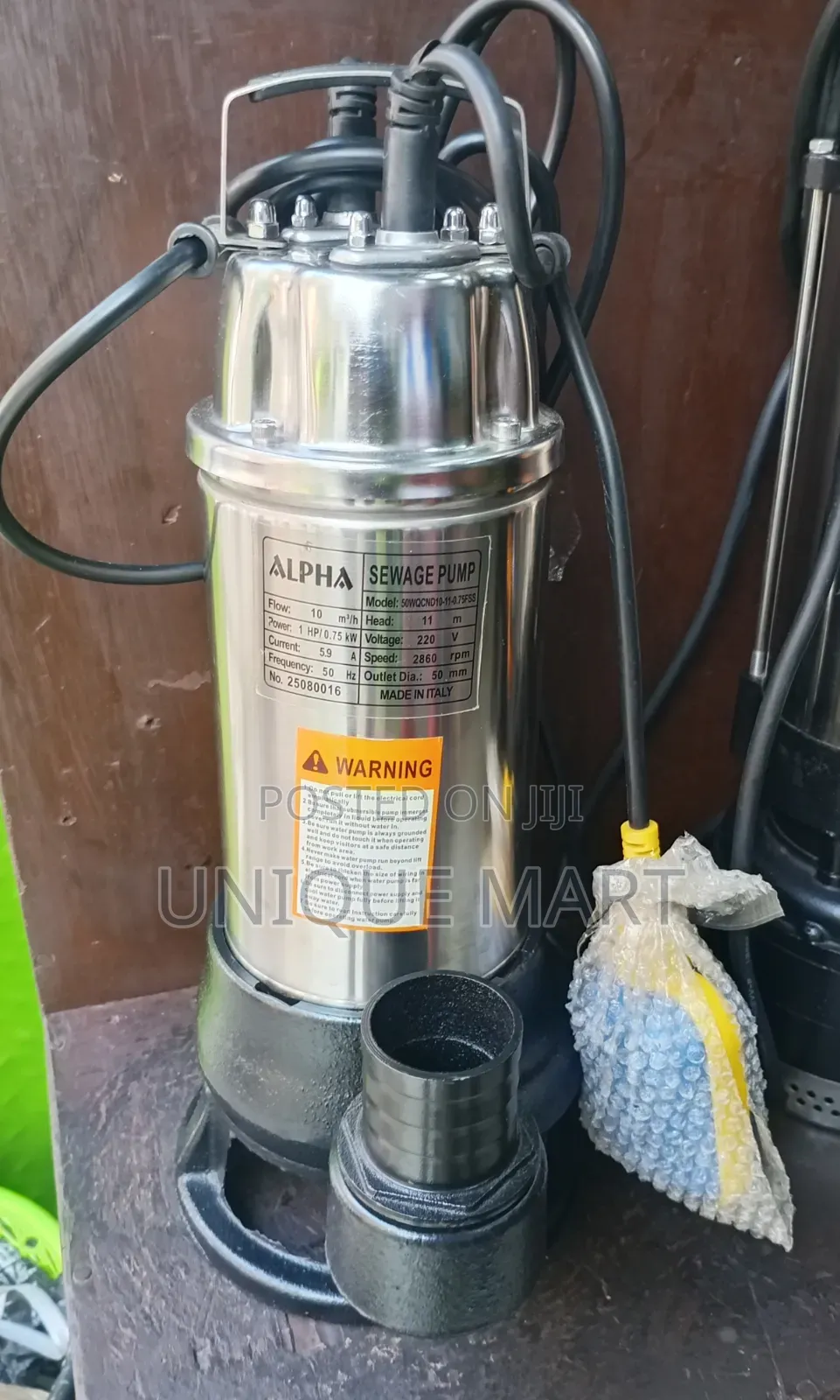 2hp Italian Sewage Submersible Pump With Grinder. 100% Copper Coil