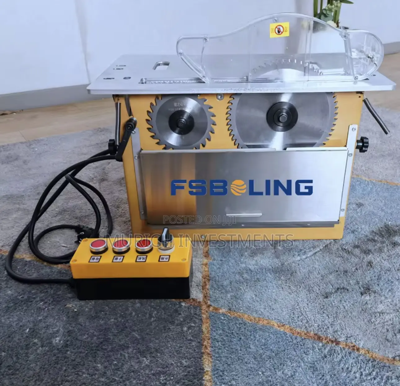 Brushless Double-Blade Woodworking Saw Machine With Electric Lifting