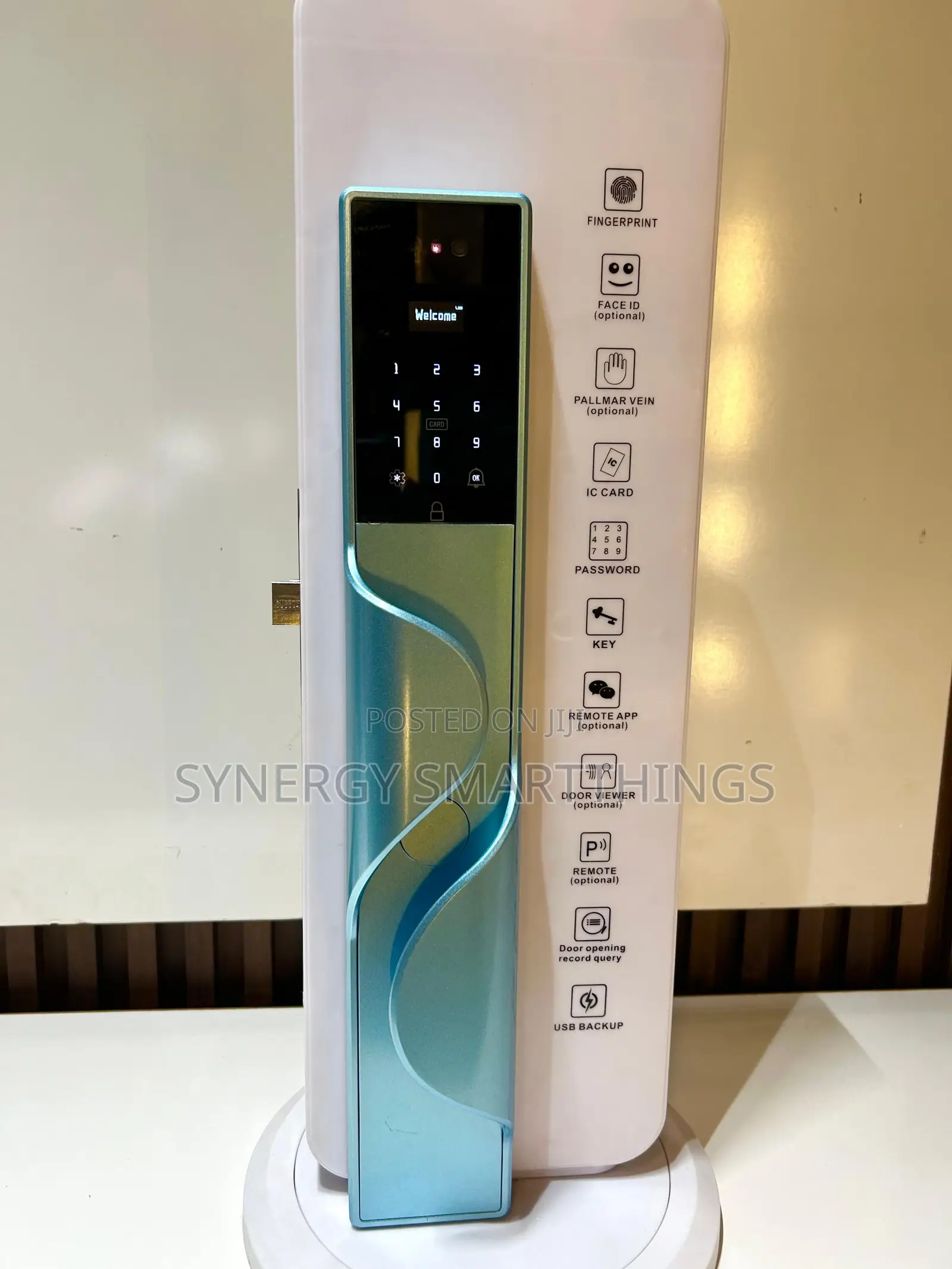 Tuya Smart Security Door Lock Camera Fingerprints Mechanical Keys Blue